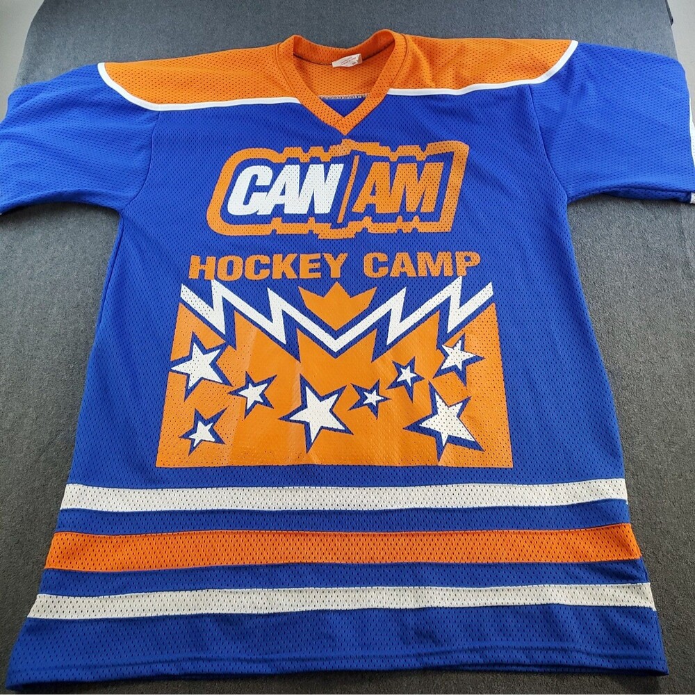 Vintage ProJoy Can/Am Hockey Camp Jersey Mens 2XL/TTG Blue Orange Mesh